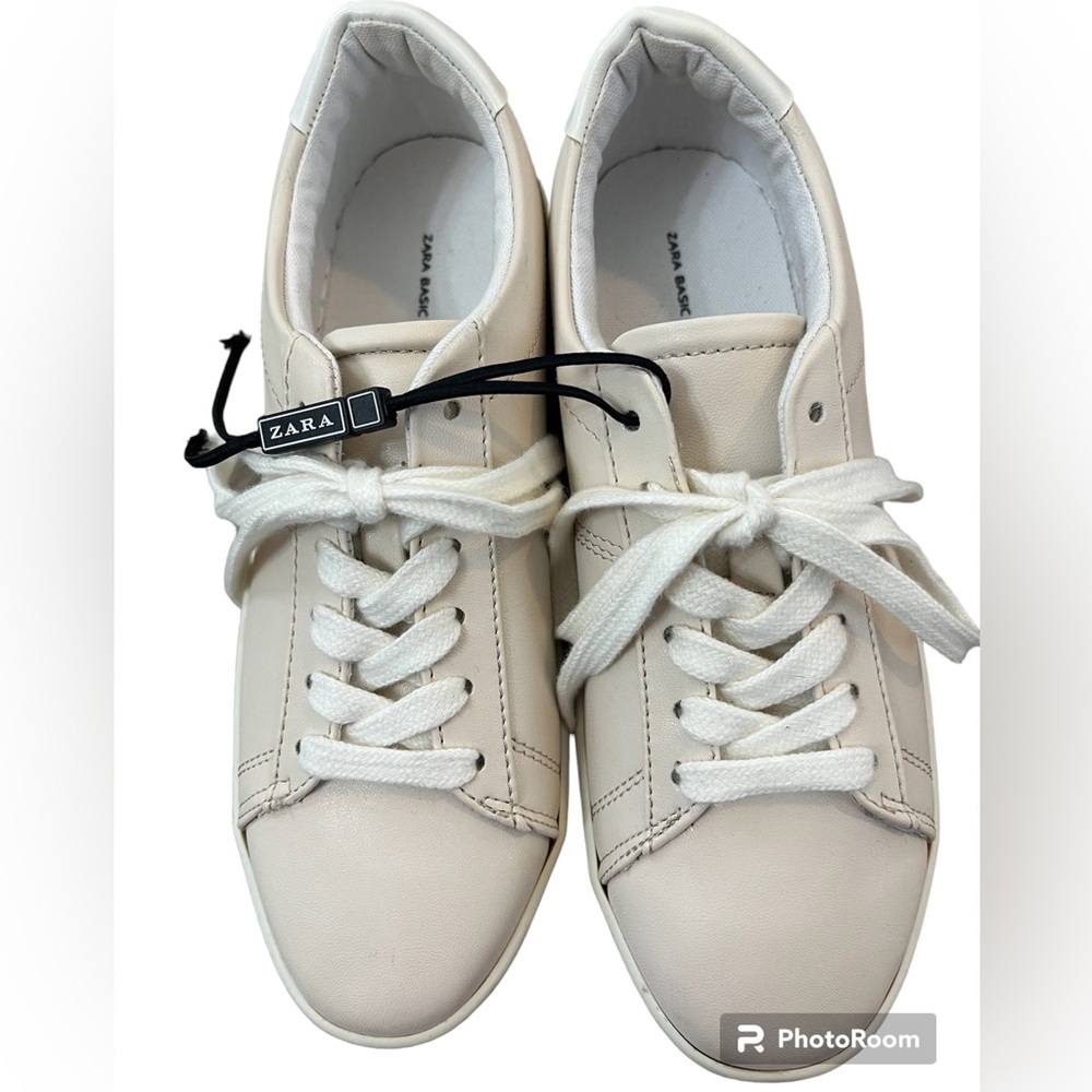 Zara platform sneakers women’s size 36 beige with light pink cast color.  NWOT